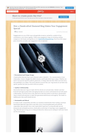 How a Handcrafted Diamond Ring Makes Your Engagement Special