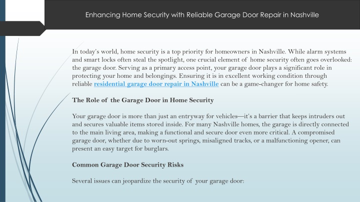 enhancing home security with reliable garage door