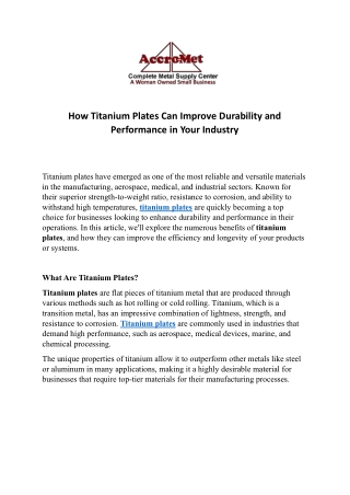 how titanium plates can improve durability