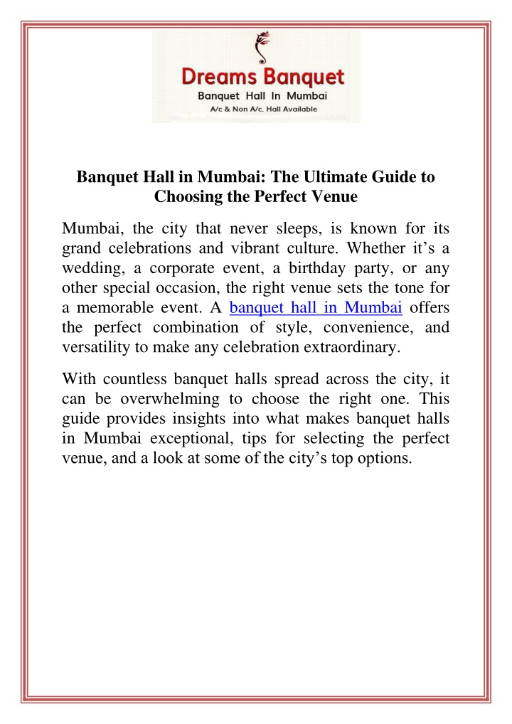 banquet hall in mumbai the ultimate guide