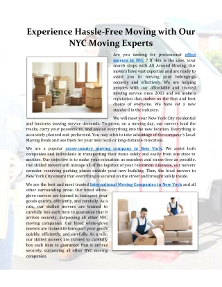 experience hassle free moving with our nyc moving