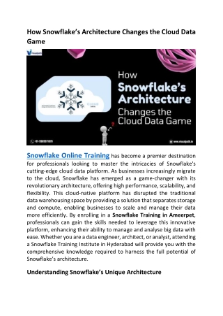 how snowflake s architecture changes the cloud
