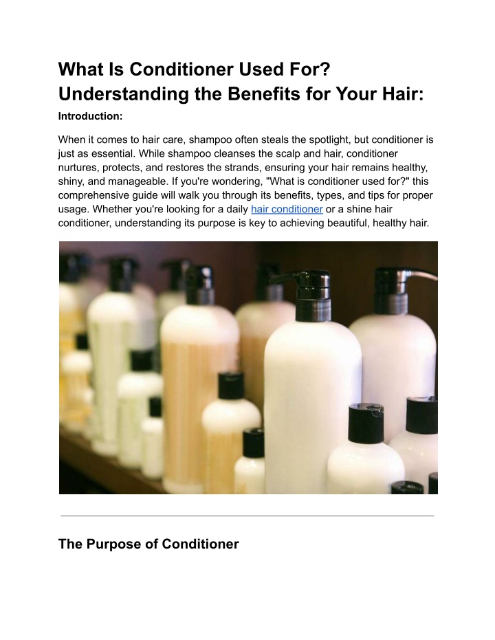 what is conditioner used for understanding