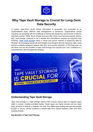 Tape Vault Storage Is Key to Long-Term Data Security | DoxandBox