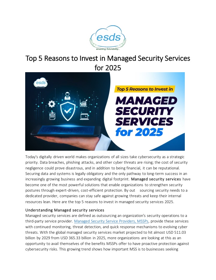 top 5 reasons to invest in managed security