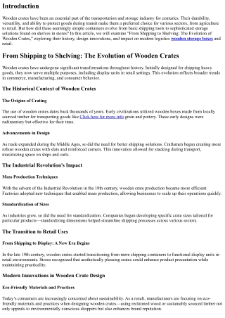 From Shipping to Shelving: The Evolution of Wooden Crates