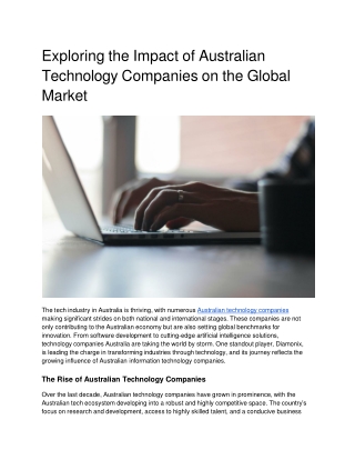 Exploring the Impact of Australian Technology Companies on the Global Market