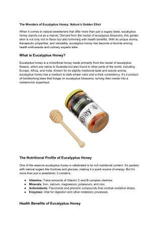 the wonders of eucalyptus honey nature s golden