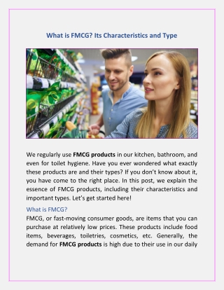 what is fmcg its characteristics and type