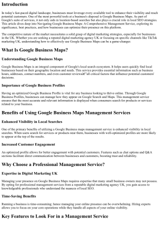 Navigating Google Business Maps: A Comprehensive Management Service