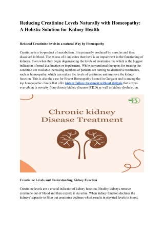 reducing creatinine levels naturally with