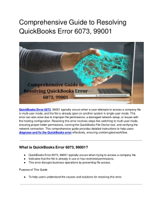 comprehensive guide to resolving quickbooks error 6073 99001