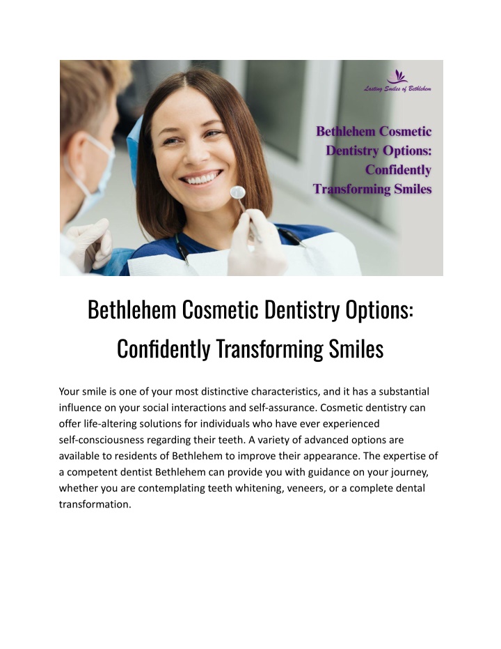 bethlehem cosmetic dentistry options confidently