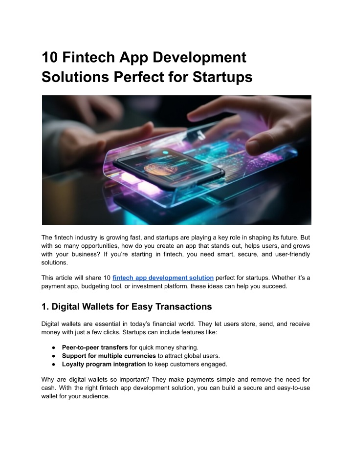 10 fintech app development solutions perfect