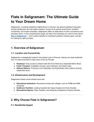 Premium Flats in Saligramam – Traventure Homes