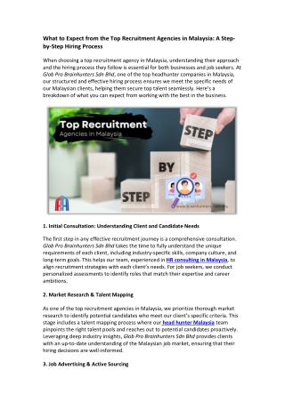 What to Expect from the Top Recruitment Agencies in Malaysia A Step-by-Step Hiring Process