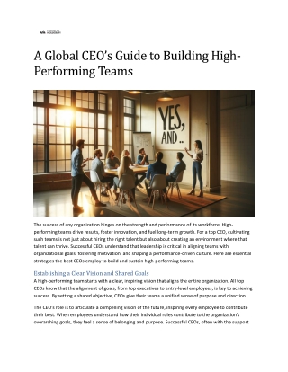 a global ceo s guide to building high performing