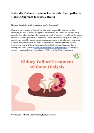 naturally reduce creatinine levels with