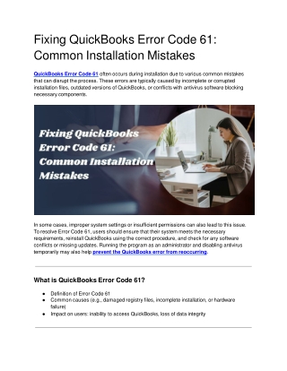 fixing quickbooks error code 61 common installation mistakes