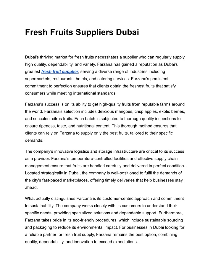 fresh fruits suppliers dubai