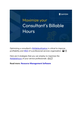 optimizing a consultant s billableutilization