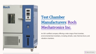 Test Chamber Manufacturers | Roch Mechatronics Inc.