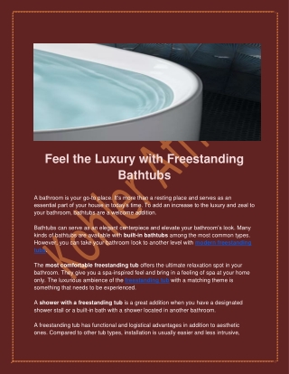 Experience Luxury with Freestanding Bathtubs - Kohler Africa