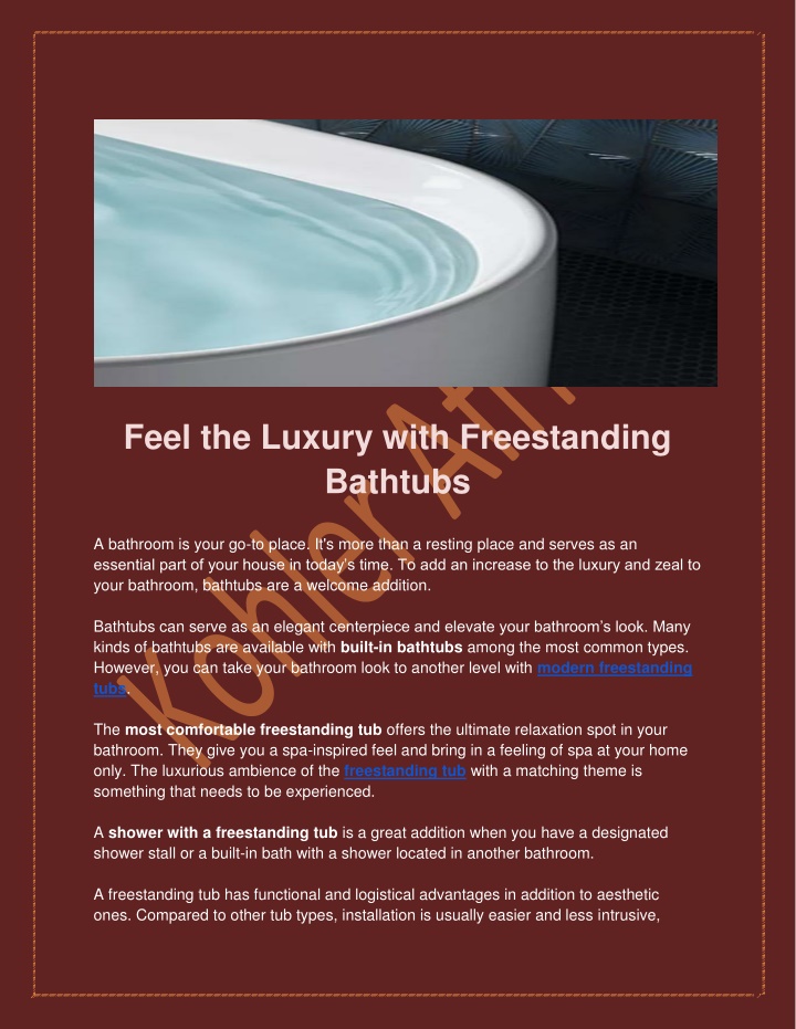 feel the luxury with freestanding bathtubs