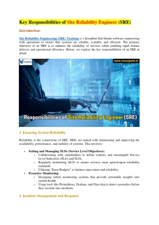 key responsibilities of site reliability engineer