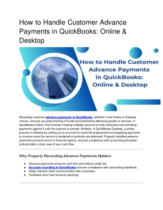 how to handle customer advance payments in quickbooks online desktop