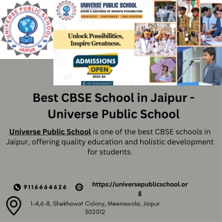 Best CBSE School in Jaipur - Universe Public School