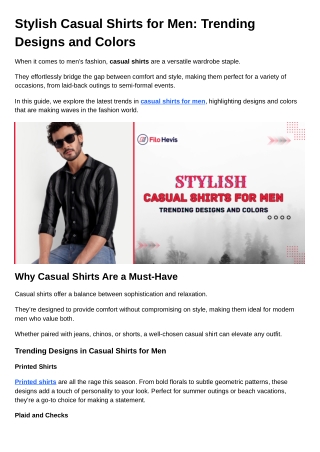 Stylish Casual Shirts for Men Trending Designs and Colors