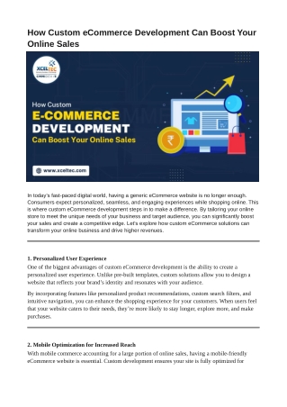 How Custom eCommerce Development Can Boost Your Online Sales