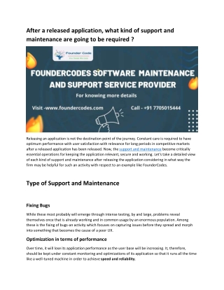 after a released application what kind of support