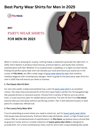 Best Party Wear Shirts for Men in 2025