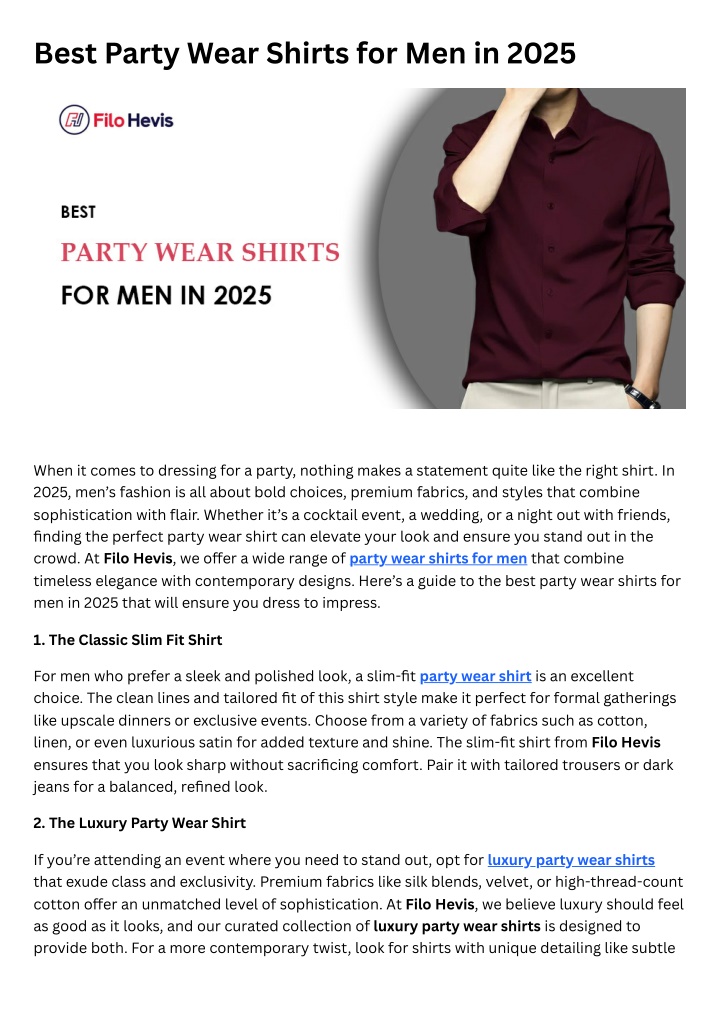 best party wear shirts for men in 2025