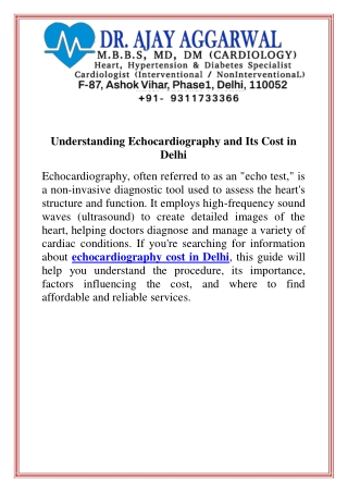 Understanding Echocardiography and Its Cost in Delhi