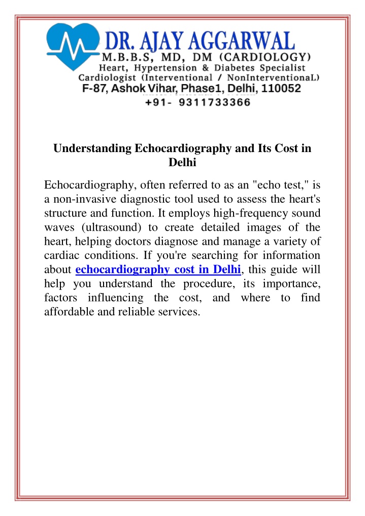 understanding echocardiography and its cost