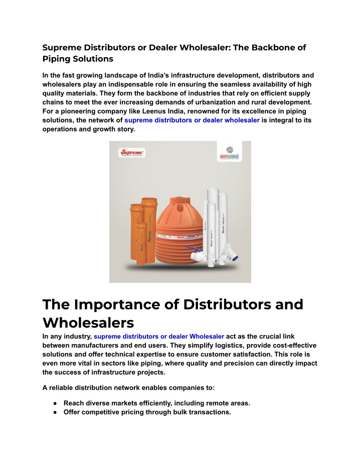 supreme distributors or dealer wholesaler