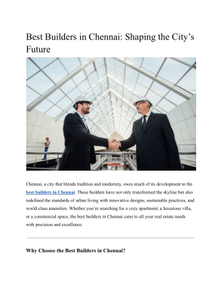 Best Builders in Chennai_ Shaping the City’s Future