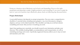 Maximize Efficiency: How to Plan a Successful Business Trip in Rochester