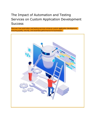 The Impact of Automation and Testing Services on Custom Application Development