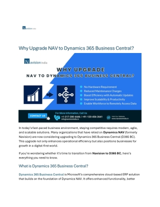why upgrade nav to dynamics 365 business central