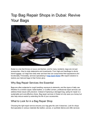 Top Bag Repair Shops in Dubai_ Revive Your Bags