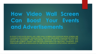 How Video Wall Screen Can Boost Your Events and Advertisements