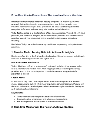 From Reaction to Prevention – The New Healthcare Mandate