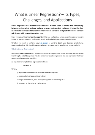 What is Linear Regression? – Its Types, Challenges, and Applications | USAII®