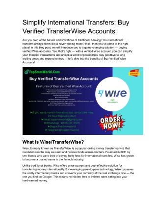 Simplify International Transfers_ Buy Verified TransferWise Accounts