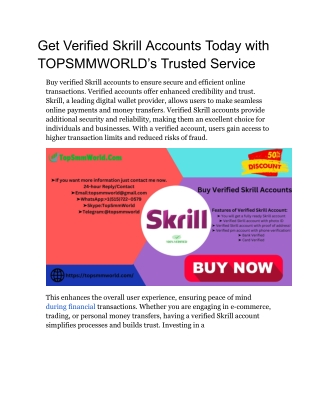 get verified skrill accounts today with