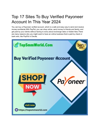 Top 17 Sites To Buy Verified Payoneer Account In This Year 2024